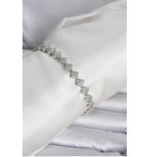 Pirinç Gümüş Renk Yonca Model Sıralı Zirkon Taşlı Kadın Bileklik