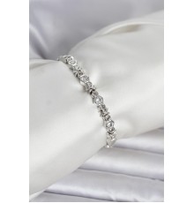 Pirinç Gümüş Renk Petek Model Zirkon Taşlı Kadın Bileklik