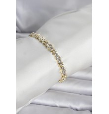 Pirinç Gold Renk Petek Model Zirkon Taşlı Kadın Bileklik