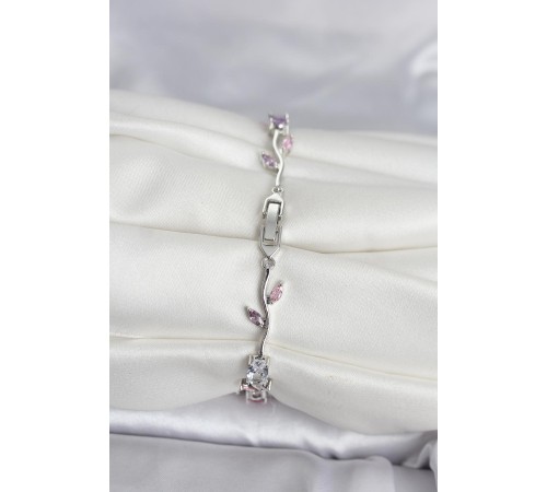 Pirinç Gümüş Renk Çiçek Sarmaşık Model Kadın Bileklik