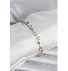 Pirinç Gümüş Renk Çiçek Sarmaşık Model Kadın Bileklik