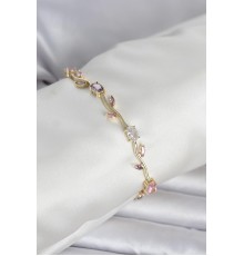 Pirinç Gold Renk Çiçek Sarmaşık Model Kadın Bileklik