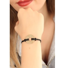 LUCKY (Şanslı) Siyah Deri İpli Unisex Mood Bileklik