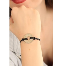 FREEDOM (Özgür) Siyah Deri İpli Unisex Mood Bileklik