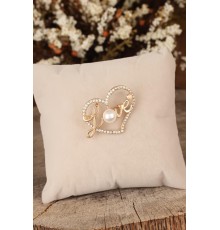 Zirkon Taşlı Love Yazılı Kalpli Broş