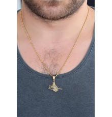 Gold Renk Metal Osmanlı Tuğra Figürlü Erkek Kolye