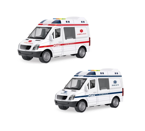 1:16 Sürtmeli Sesli Işıklı Ambulans Ve Polis Arabası