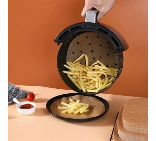 100 Adet  Air Fryer Pişirme Kağıdı Tek Kullanımlık Hava Fritözü Yuvarlak Delikli Model
