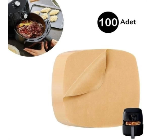 100 Adet Air Fryer Pişirme Kağıdı Tek Kullanımlık Yağ Su Geçirmez Yapışmaz Deliksiz Düz Kare Model 100 Adet Air Fryer Pişirme Kağıdı Tek Kullanımlık Yağ Su Geçirmez Yapışmaz Deliksiz Düz Kare Model