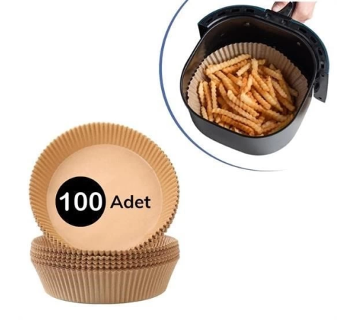 100 Adet  Air Fryer Pişirme Kağıdı Tek Kullanımlık  Yağlı Kağıdı Yuvarlak Tabak Model