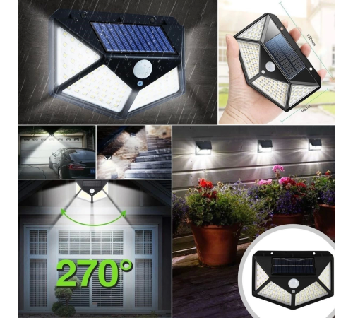 100 Ledli 3 Farklı Aydınlatma Ayarlı Solar Güneş Enerjili Hareket Sensörlü Bahçe Duvar Lambası 100 Ledli 3 Farklı Aydınlatma Ayarlı Solar Güneş Enerjili Hareket Sensörlü Bahçe Duvar Lambası