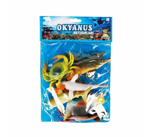 1000713 Okyanus Hayvanları Poşetli 7'li Hayvan Oyun Seti -Sunman
