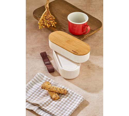 1000ml Ahşap Kapaklı Lunch Box 2'li Set Diyet Beslenme Kutusu Bambu Saklama Kabı