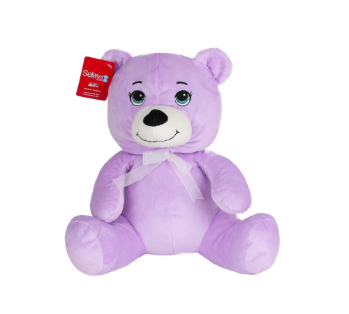 1022L  Göbekli Peluş Ayı 28 cm Lila -Selay Oyuncak
