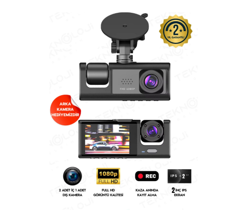 1080P Dash Cam Full Hd Araç içi Kamera Ön Arka ve İç Kayıt 3 Kamera Gece Görüşlü G Sensör Geniş Açı 1080P Dash Cam Full Hd Araç içi Kamera Ön Arka ve İç Kayıt 3 Kamera Gece Görüşlü G Sensör Geniş Açı