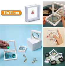 11x11cm Standlı 3D Takı Ziynet Hatıra Koleksiyon Saklama Kutusu Şeffaf Film Çerçevesi