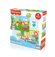 13406 KS Fisher-Price Baby Puzzle - Railway & Bedtime / 12+24 Parça Puzzle / +4 yaş