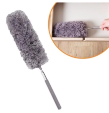 140 Cm Teleskopik Uzatılabilir Mikrofiber Yumuşak Başlıklı Gri Toz Alma Fırçası  Toz Püskülü