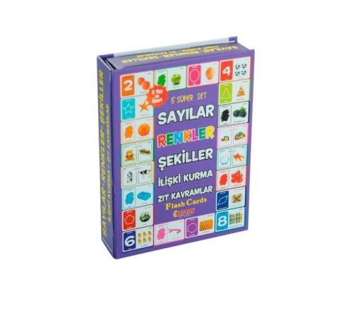 1413 DıyToy, Flash Cards - 5 Süper Set - Sayılar+Renkler+Şekiller+İlişki Kurma+Zıt Kavramlar / +2 yaş 1413 DıyToy, Flash Cards - 5 Süper Set - Sayılar+Renkler+Şekiller+İlişki Kurma+Zıt Kavramlar / +2 yaş
