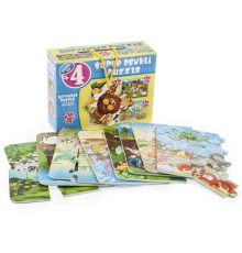 1481 DıyToy Süper Renkli 4'lü Puzzle - Hayvanlar / 8+12+16+24 Parça Puzzle