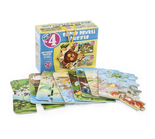 1481 DıyToy Süper Renkli 4'lü Puzzle - Hayvanlar / 8+12+16+24 Parça Puzzle 1481 DıyToy Süper Renkli 4'lü Puzzle - Hayvanlar / 8+12+16+24 Parça Puzzle
