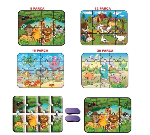 1481 DıyToy Süper Renkli 4'lü Puzzle - Hayvanlar / 8+12+16+24 Parça Puzzle 1481 DıyToy Süper Renkli 4'lü Puzzle - Hayvanlar / 8+12+16+24 Parça Puzzle