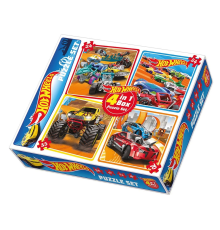 1895 DıyToy 4ü1 arada Puzzle Set - Hot Wheels / 24+35+54+70 Parça Puzzle
