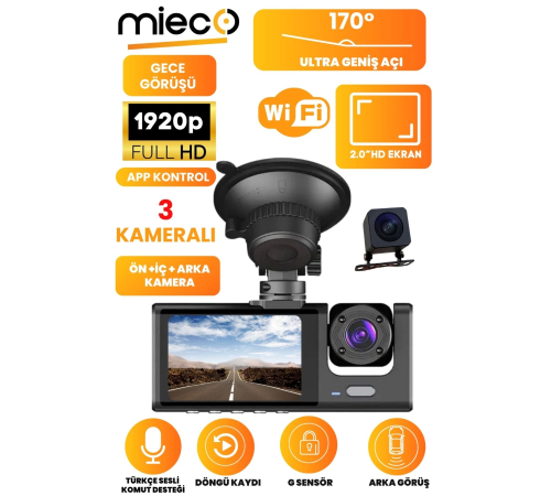 1s Wifi / App /1920p Fhd/ 170° Ultra Geniş Açı/gece Görüş/ G-sensörü 3 Kameralı Araç Kamerası(2025) 1s Wifi / App /1920p Fhd/ 170° Ultra Geniş Açı/gece Görüş/ G-sensörü 3 Kameralı Araç Kamerası(2025)