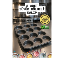 2 Adet Cupcake Fırın Kalıbı 6 Büyük Bölmeli Muffin Kek Kalıbı