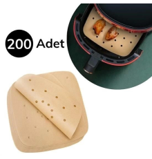 200 Adet Air Fryer Pişirme Kağıdı Tek Kullanımlık Pişirme Kağıdı Delikli Kare Model