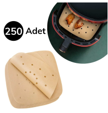 250 Adet Air Fryer Pişirme Kağıdı Tek Kullanımlık Hava Fritöz Yağ Geçirmez Yapışmaz Gıda Pişirme Kağıdı Delikli Kare Model