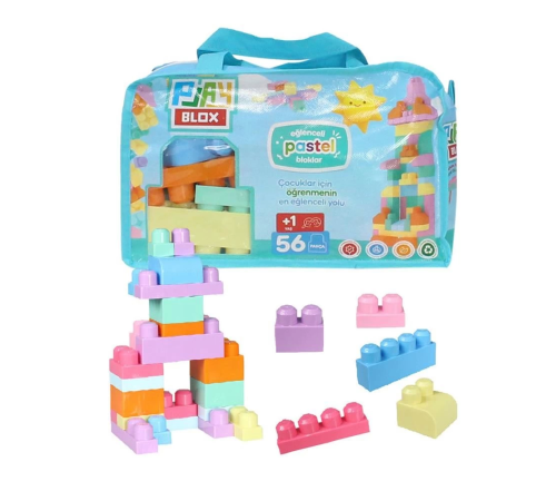 2915 Play Blox Pastel Blok Yapı Oyuncakları 56 Parça ,Saklama Çantalı ,1 Yaş ve Üzeri