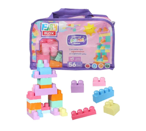 2915 Play Blox Pastel Blok Yapı Oyuncakları 56 Parça ,Saklama Çantalı ,1 Yaş ve Üzeri