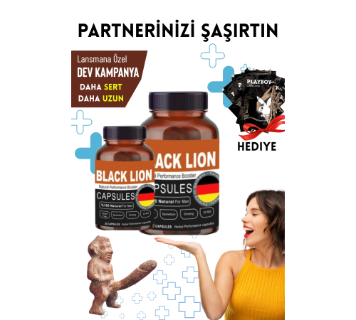 2li Black Lion XXL Sertleştiricili Geciktiricili Büyütücülü Etkili Erkek Performans Arttırıcılı Set 2li Black Lion XXL Sertleştiricili Geciktiricili Büyütücülü Etkili Erkek Performans Arttırıcılı Set