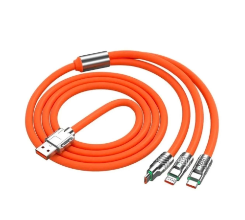 3 in 1 Type-C + Micro Usb + Lightning Hızlı Şarj Kablosu Silikon Kablo 1 Metre Opp Ambalaj