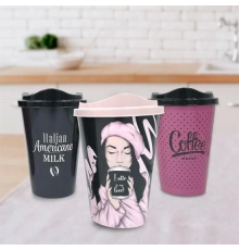 3 Adet Kahve Bardağı Seti Dekoratif Plastik Kahve Muhafaza Bardağı