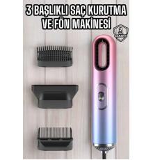 3 Başlıklı Saç Kurutma ve Fön Makinesi Sıcak Soğuk Ayarlı