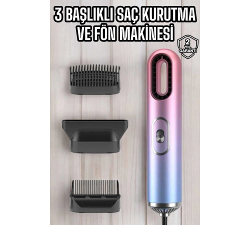 3 Başlıklı Saç Kurutma ve Fön Makinesi Sıcak Soğuk Ayarlı