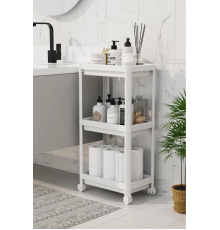 3 Katlı Banyo Raf Ünitesi (PEGGY) Beyaz Banyo Düzenleyici Şampuanlık Havluluk Dolap(BEYAZ)