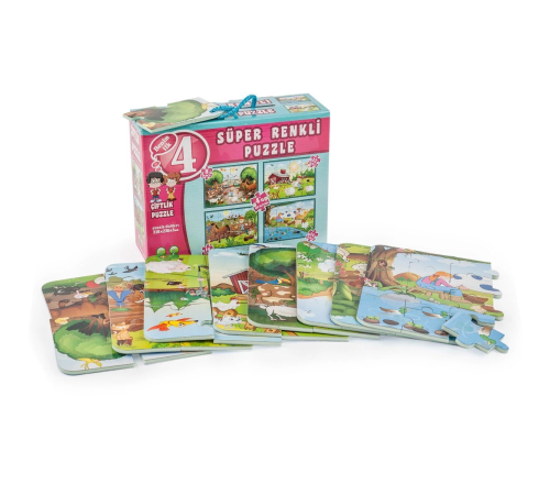 3222 DıyToy Süper Renkli 4'lü Puzzle - Çiftlik / 8+12+16+24 Parça Puzzle 3222 DıyToy Süper Renkli 4'lü Puzzle - Çiftlik / 8+12+16+24 Parça Puzzle