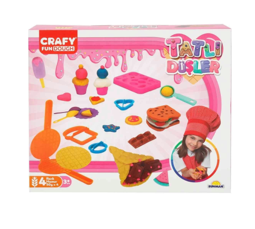 3493 Crafy Tatlı Düşler Oyun Hamuru Seti 200 g 22 Parça