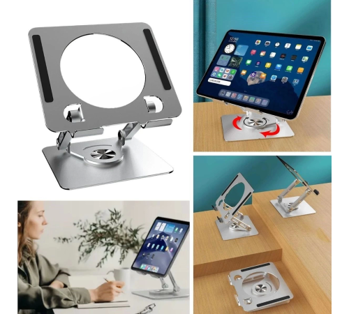 360 Derece Dönebilen Yükseltilmiş Masaüstü Ayarlanabilir Metal Tablet Standı 360 Derece Dönebilen Yükseltilmiş Masaüstü Ayarlanabilir Metal Tablet Standı