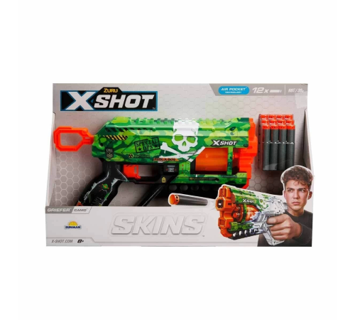 36561 X-Shot Skins Griefer 12 Mermili Sünger Dart Atan Silah 32 cm