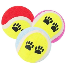3lü Renkli Desenli Tenis Topu Kedi Köpek Oyuncağı