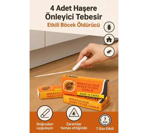 4 Adet Haşere Tebeşiri - Böcek Önleyici Tebeşir - Etkili Hamam Böceği ve Karınca Kovucu (336336)
