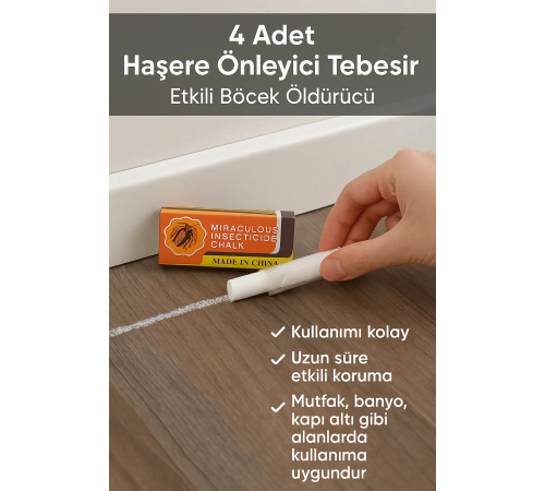 4 Adet Haşere Tebeşiri - Böcek Önleyici Tebeşir - Etkili Hamam Böceği ve Karınca Kovucu (336336)