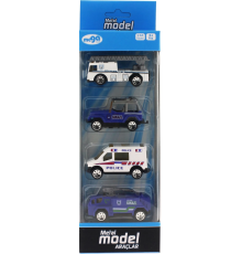 4'Lü Die Cast Polis Seti