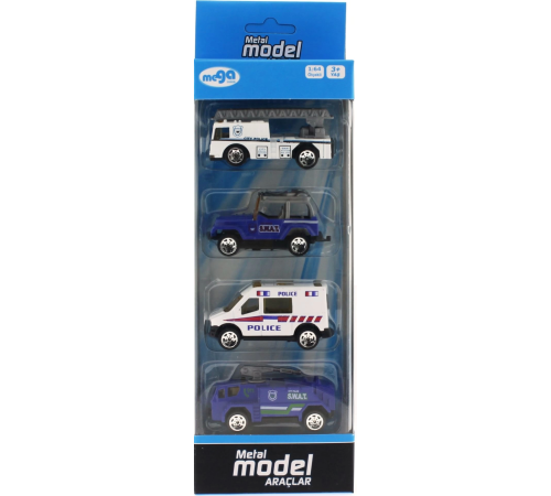 4'Lü Die Cast Polis Seti
