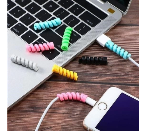 4lü Apple, Android Şaj Kablosu Koruyucu Silikon Spiral Yay Aparat - 1 Adet Fiyatıdır
