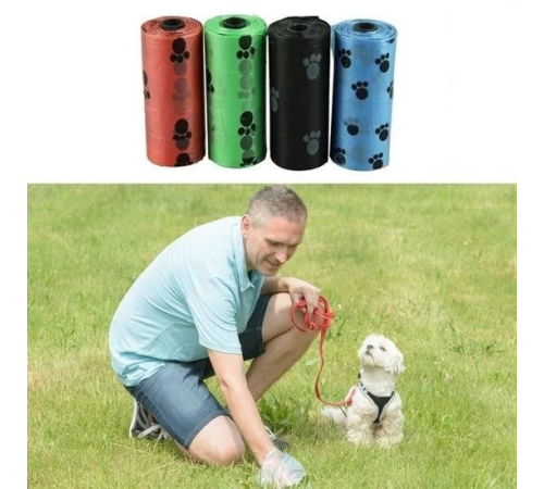 4lü Evcil Hayvanlar Için Pati Desenli Kedi Köpek Kaka Poşeti Torbası